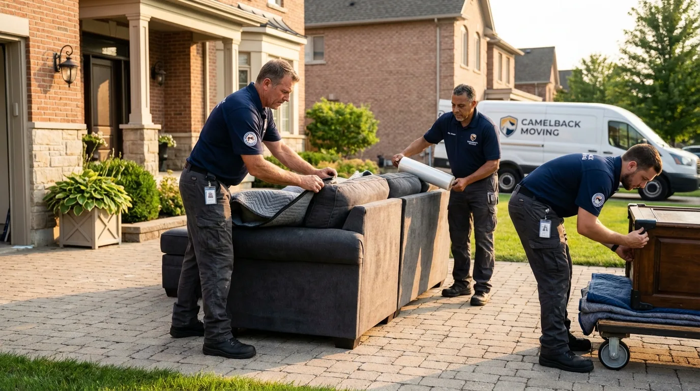 Large estate moving crew wrapping furniture in Wellington, FL