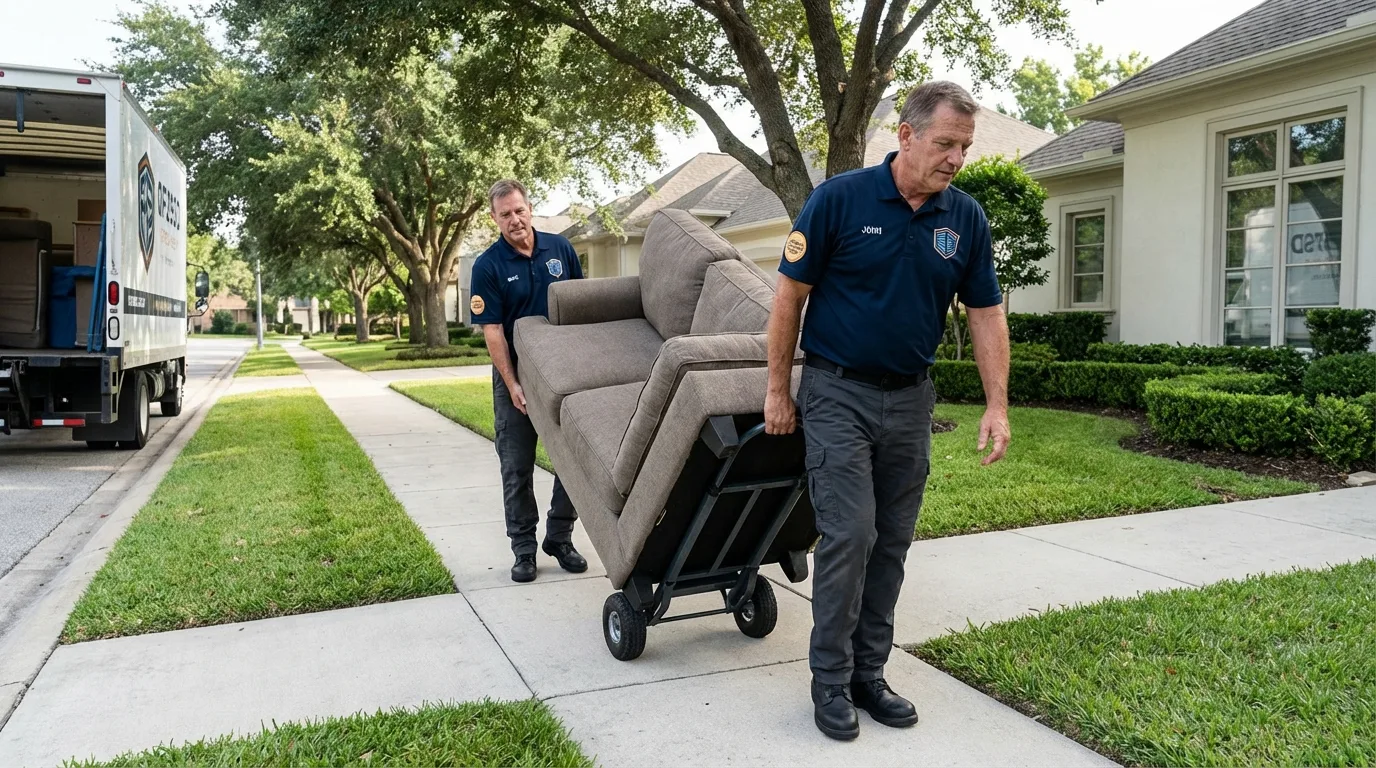 Local residential moving crew loading furniture in Wellington, FL