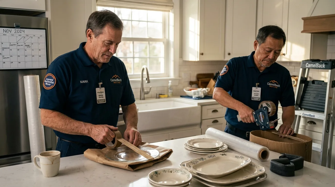 Professional crew packing kitchen dishware in Wellington, FL